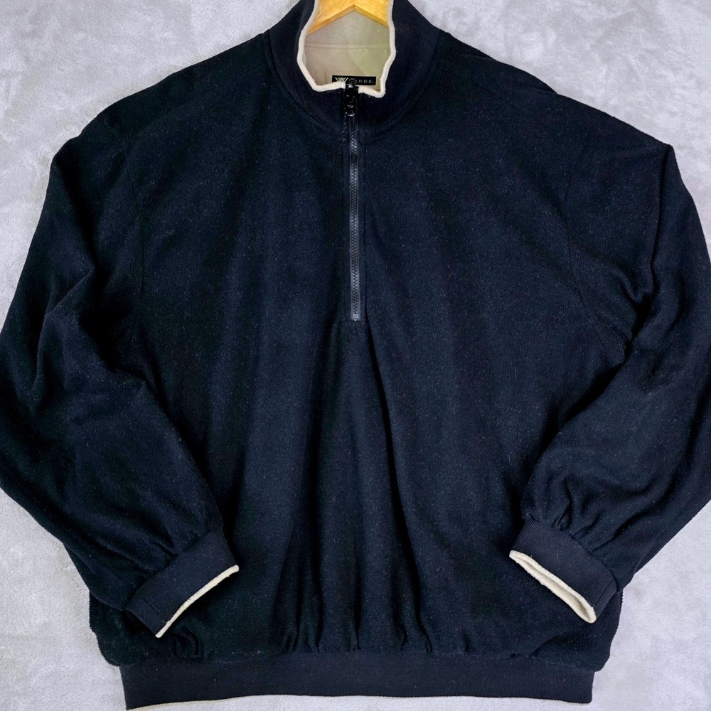 Wedge Golf & Beyond Mens Size L Reversible 1/4 Zip Pullover Jacket Beige Black - Picture 14 of 15